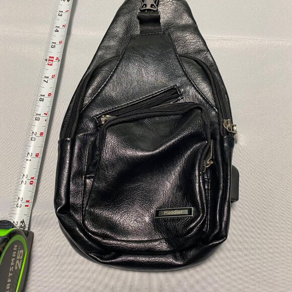 USB Charging Sling Backpack Purse Adjustable Strap Multiple Zipper Pockets Black - Picture 7 of 9